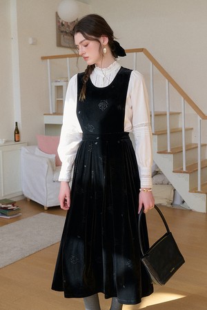 Black burnt velvet vest dress