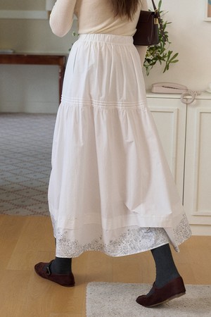 Openwork lace a-line skirt_2color