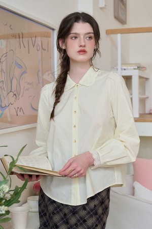 Embroidery lace collar blouse