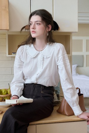 French doll collar white blouse