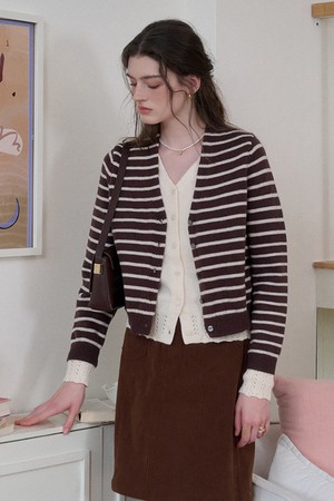 Fake striped knitted cardigan_2color