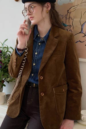 Casual pit strip corduroy blazer