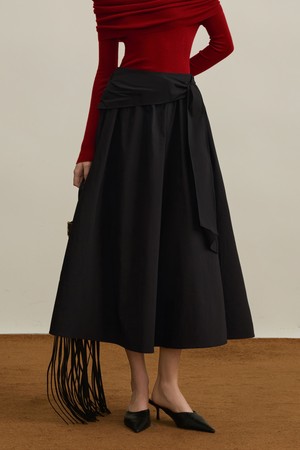 A-line lace-up commuter skirt_2color