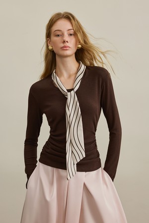 Waist slim crew neck top_2color