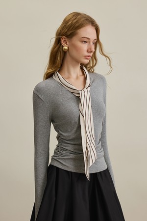 Waist slim crew neck top_2color