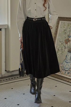 Velvet a-line skirt_BLACK
