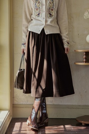 Velvet a-line skirt_BROWN