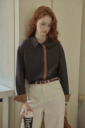 Color contrast plaid shirt