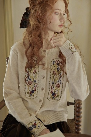Flower embroidery cardigan