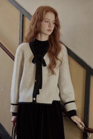 Soft ribbon v-neck cardigan