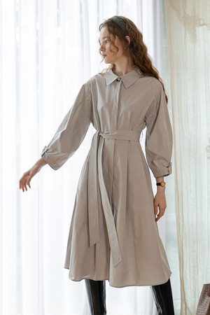 Belted shirt dress_2color