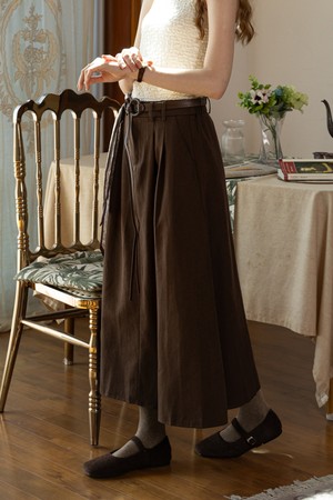 Pintuck a-line skirt_BROWN