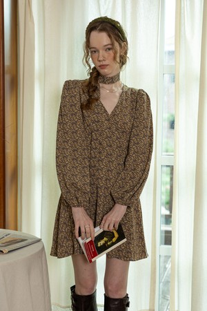 Early autumn long-sleeved dress_YELLOW