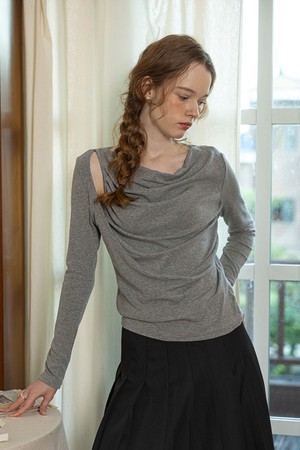 Drape solid color long sleeves top_3color