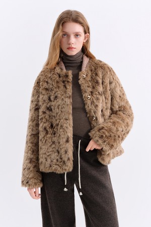 Leopard fur jacket_BROWN