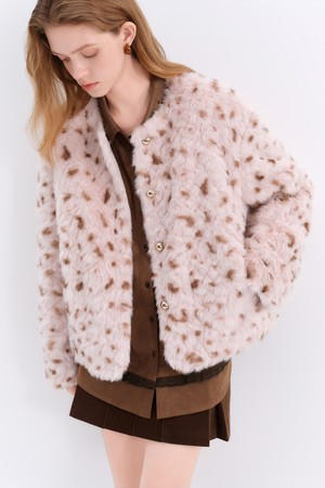 Leopard fur jacket_PINK