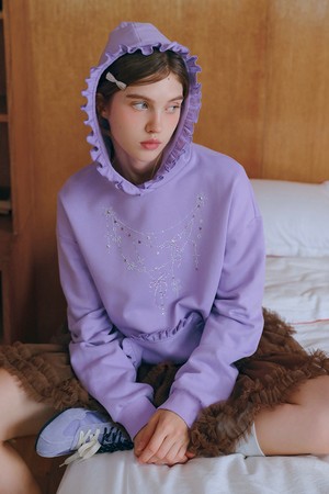 Ruffle hooded sweatshirt