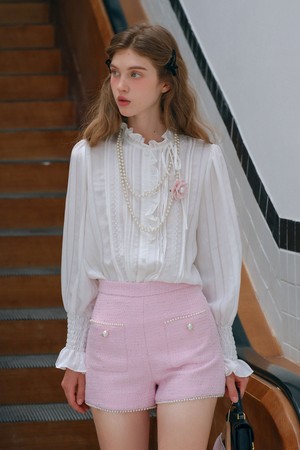 Elegant flower button blouse