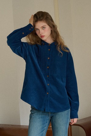 Tied strip corduroy shirt_2color
