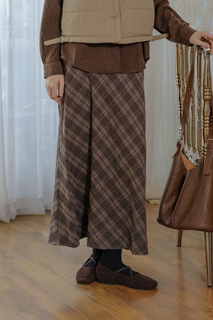 Diamond-patterned skirt_2color