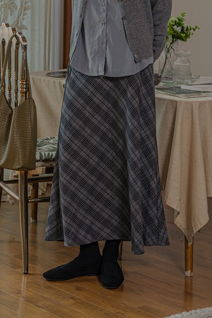 Diamond-patterned skirt_2color