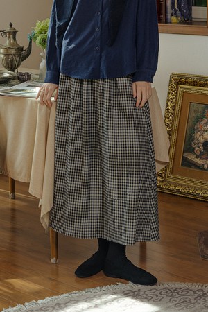 Classic plaid autumn skirt_GRAY