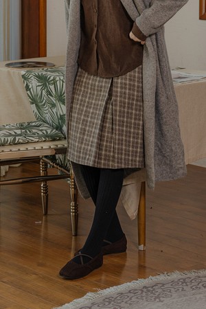 Short plaid pleated skirt_2color