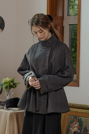 Corduroy two-tone patchwork coat_2color