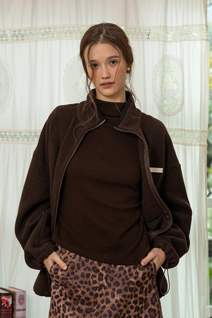 Fitted waist solid color long-sleeve top_4color