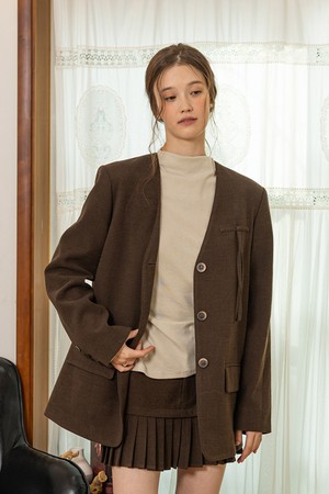 Fitted waist solid color long-sleeve top_4color