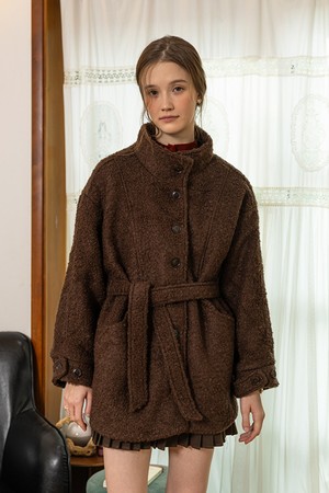 Plush stand-collar coat_2color