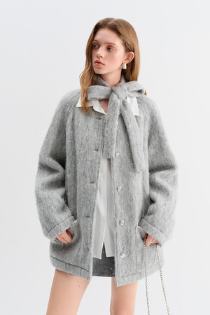 Pearl fluffy half coat