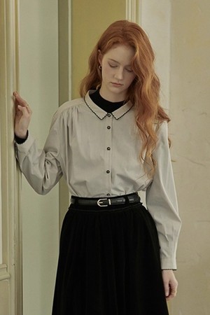 Stripe petite collar shirt