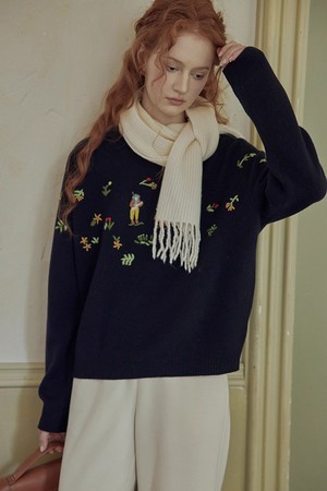 Embroidery pullover sweater_2color
