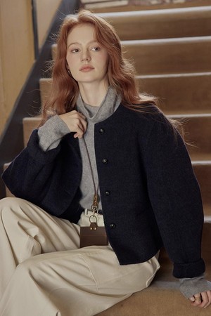 Simple short wool jacket_2color