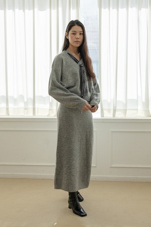 Silk scarf knit two-piece set_2color