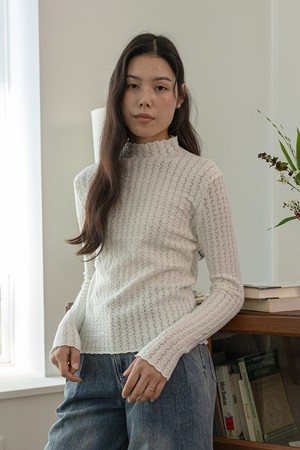 Pattern fantasy knit top_3color