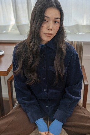 Corduroy solid color shirt_2color