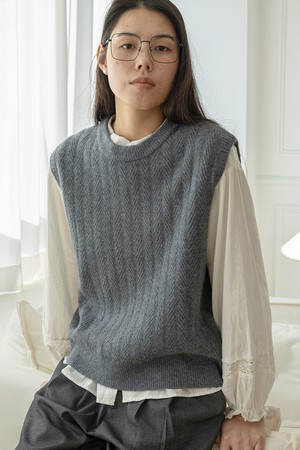 Classic solid color knit vest_2color