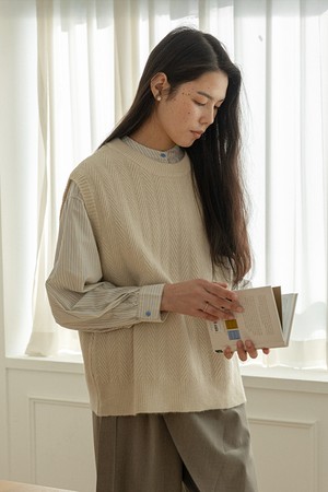 Classic solid color knit vest_2color