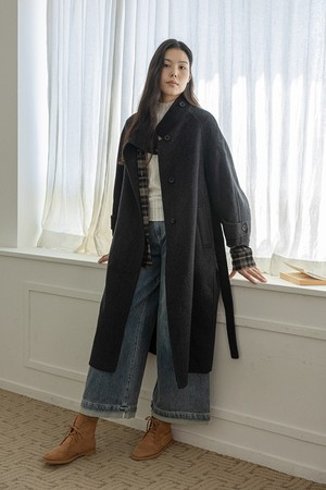 Stand collar winter coat_CHARCOAL