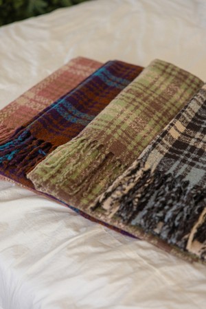 Colorblock plaid muffler_4color