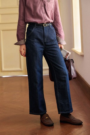 Washed high-waisted jeans