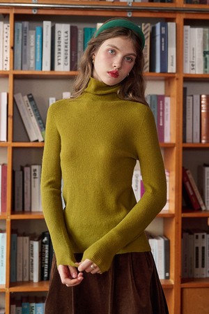 Wool turtleneck sweater knit_4color
