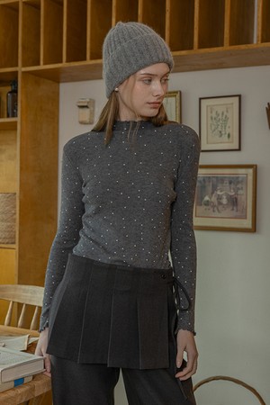 Base polka dot knit top_4color