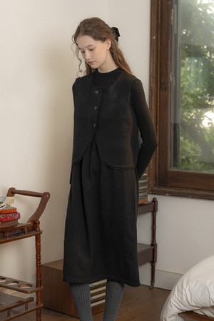 PM_Crew neck knit vest and skirt set_2color