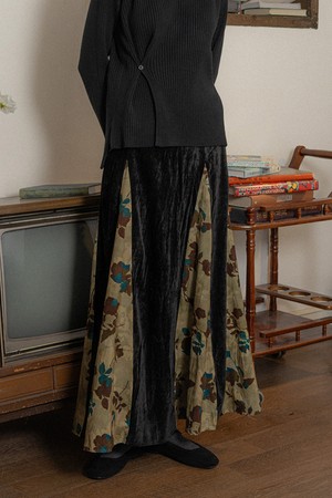 Splicing fallen leaf skirt_BLACK