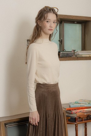 Crew neck knit base top_IVORY