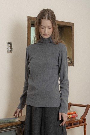 Turtleneck light knit bottoming top_GRAY