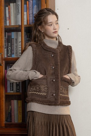 Winter classic mustang vest_DARK BROWN